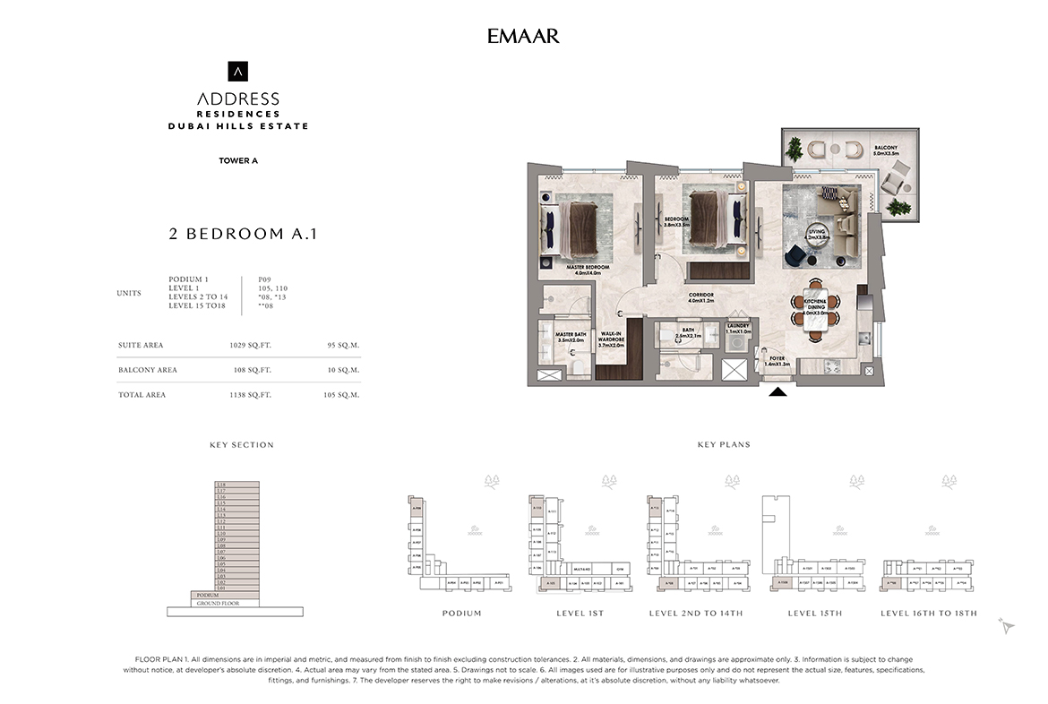 Address Residences Dubai Hills Floor Plan 2 bedrooms