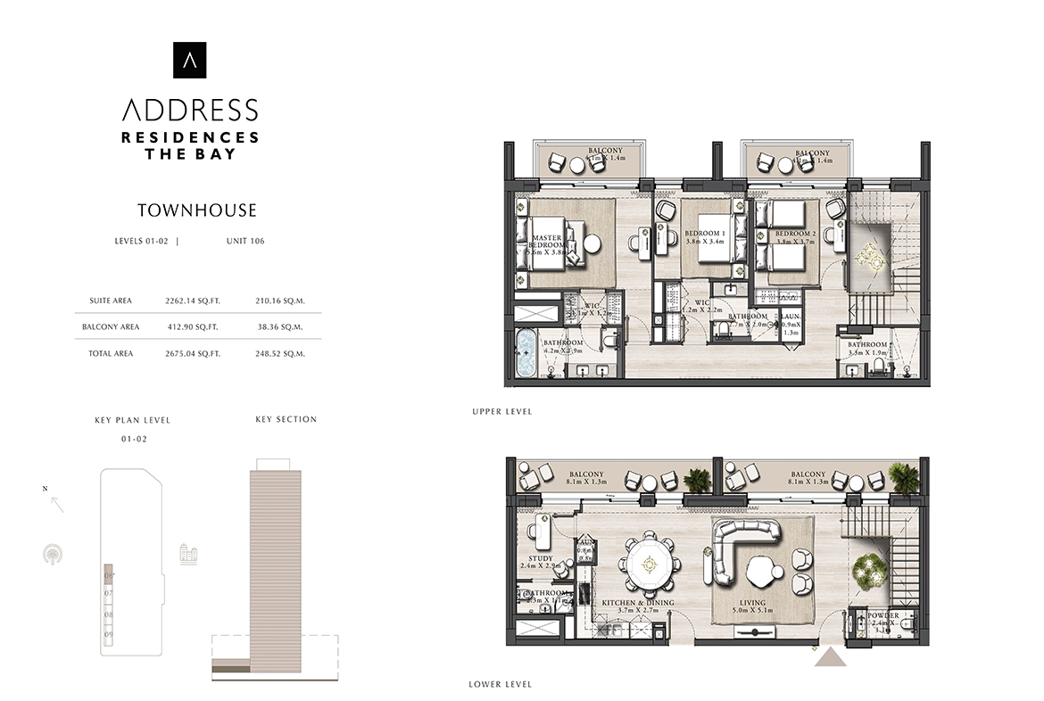 Address Residences The Bay Emaar Beach front floor plan townhouse